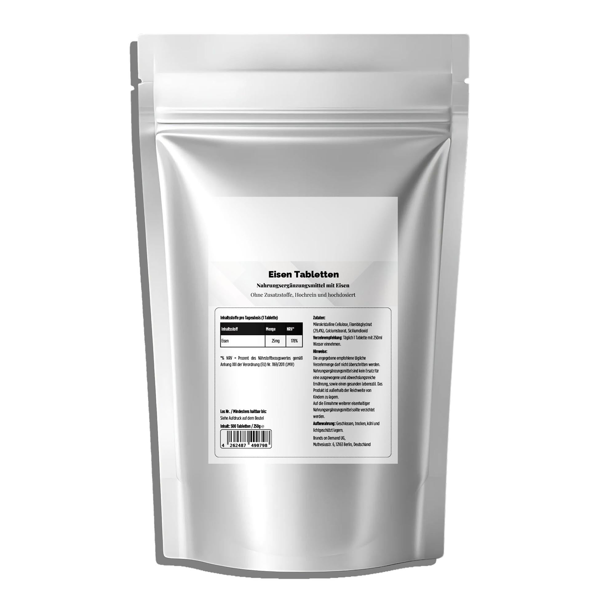 Iron Bisglycinate 25mg – 500 Vegan Tablets | Pure Natura