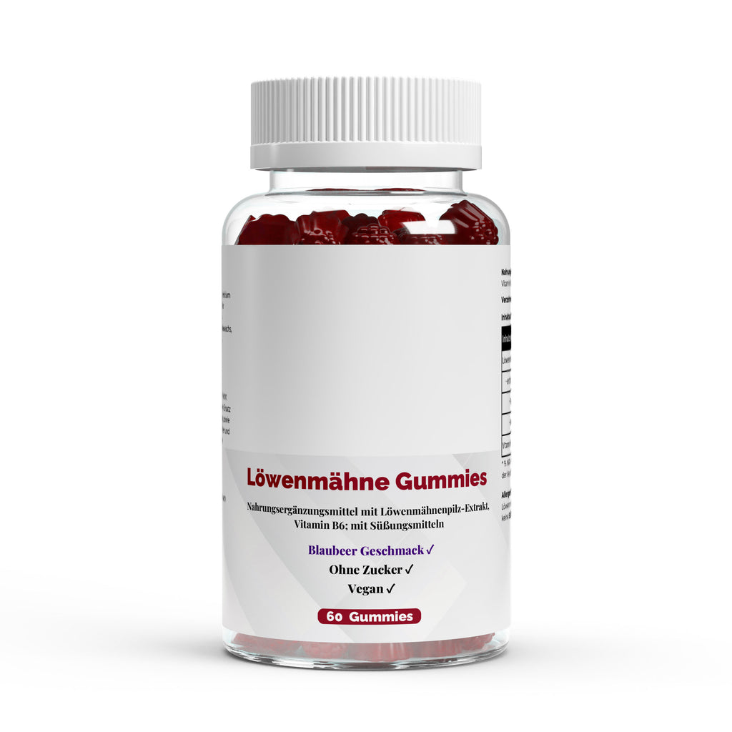 Lion's Mane + Vitamin B6 Gummies – Blueberry, 60 Vegan Gummies | Pure Natura