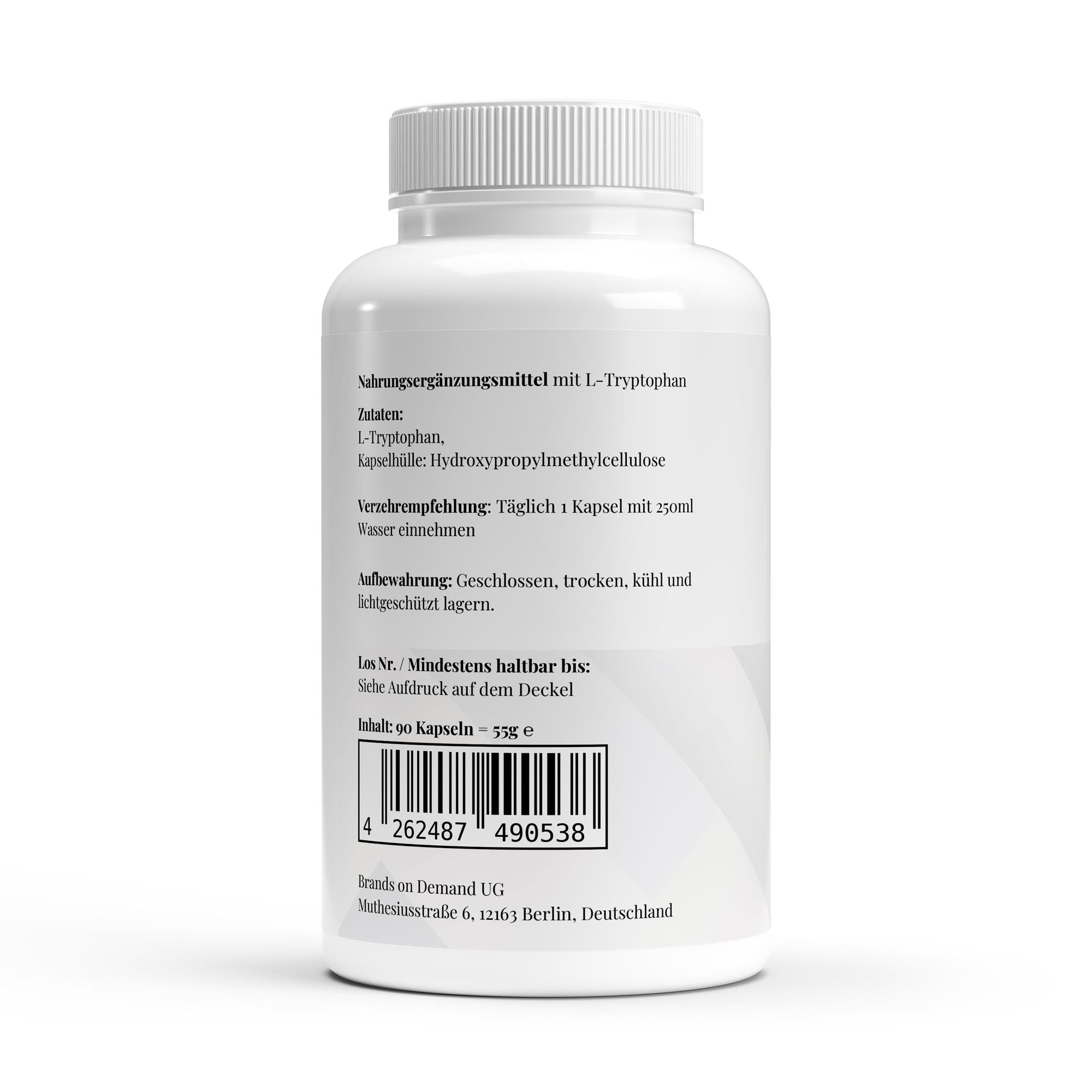 L-Tryptophan 500mg – 90 Vegan Capsules | Pure Natura
