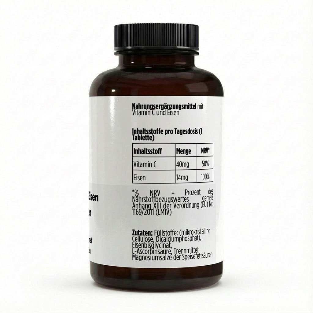 Iron + Vitamin C – 120 Vegan Tablets | Pure Natura